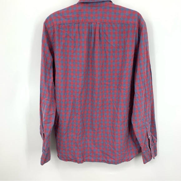 J Crew Men Size Large Shirt Long Sleeve Button Down Top Blue Red Checkered Plaid - Picture 6 of 8